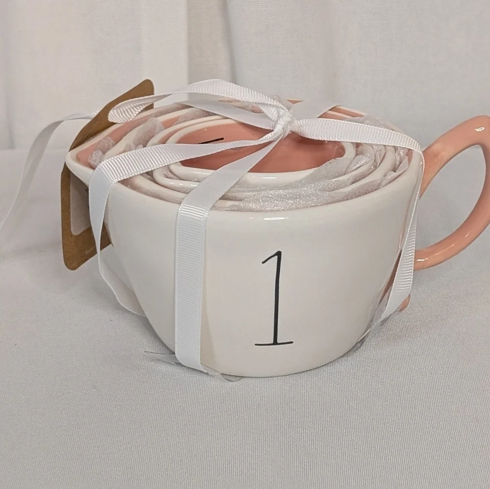 Disney Rae Dunn Tinkerbell Stacked Nesting Measuring Cups Pink Handle NWT